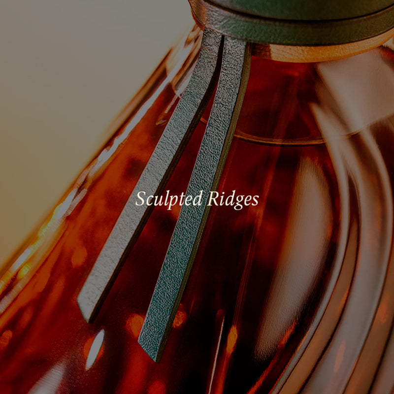 Close-up of a tortoiseshell pattern with 'Sculpted Ridges' text overlay.